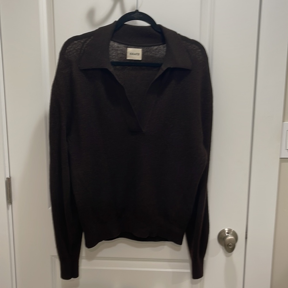 100% Authentic Khaite Jo Cashmere Sweater sz M chocolate brown